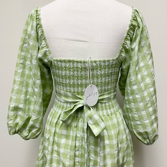 Petal‎ & Pup Tana Smocked Wrap Midi Dress Size 2 Puff Sleeve Cottagecore Trad - Picture 7 of 13